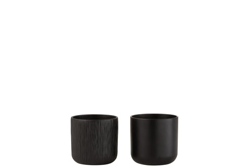 J-Line bloempot Gen - keramiek - zwart - extra small - 2 st. - Ø 11.5 cm