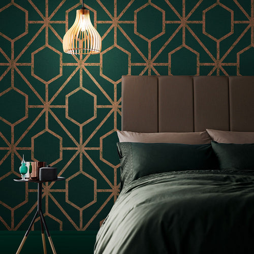 Graham & Brown Vliesbehang - Rinku Groen & Koper