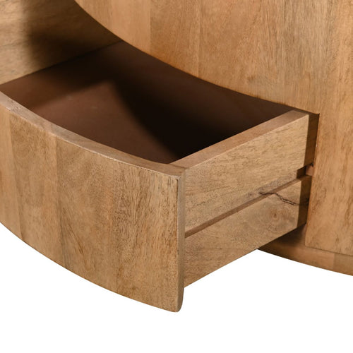 Giga Meubel Salontafel Elan Rond - Travertin - Naturel - 90x90x35cm - Incl. Lades - vtwonen shop