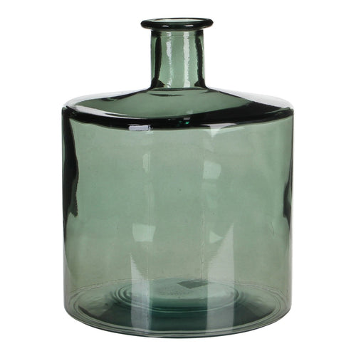 Mica Decorations Guan Fles Vaas - H26 x Ø21 cm - Gerecycled Glas - Groen