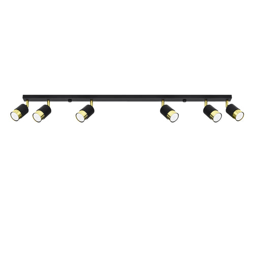 Sollux Lighting Plafondlamp NERO 6 zwart/goud - 117x5x18cm