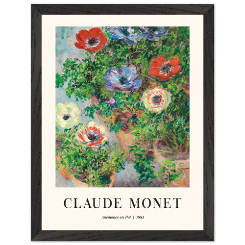 Artfulprints Poster met Lijst Claude Monet - Anémones en pot   - 30x40 cm - Groen