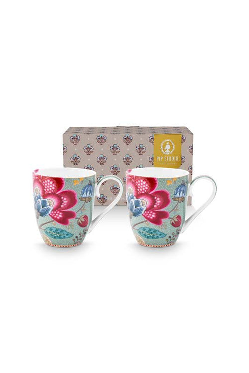Pip Studio Mokken - Blooming Tales - Lichtblauw - 450ml - Set van 2