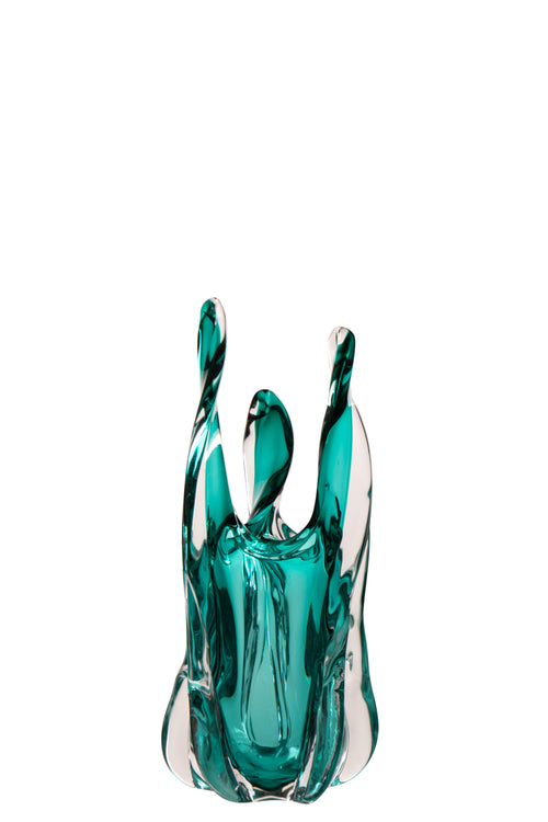 J-Line vaas Serena - glas - turkoois - small