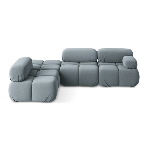 LaMiaSofa hoekbank links Sanremo - velours - lichtblauw - 285x190x70