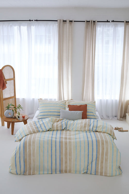 Walra - Dekbedovertrek Natural Stripes - 240x220 cm - Jade