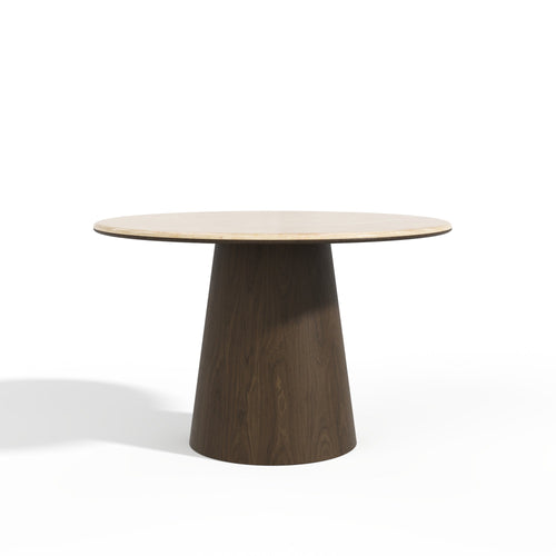 Premium Interiors - Eettafel VERO - multiplex en marmer beige marmer en donker notenhout 120cm