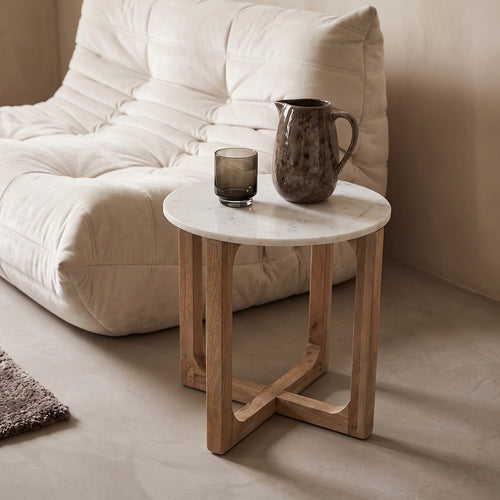 Raw Materials bijzettafel marmer - wit - 50 cm