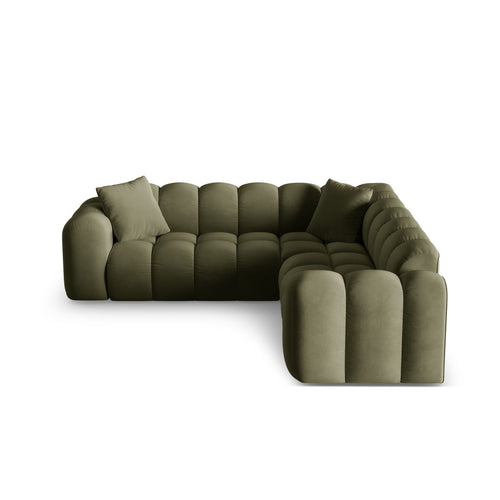Cosmopolitan Design - Hoekbank Treno 3-zits, flueel groente - 240x240x70cm