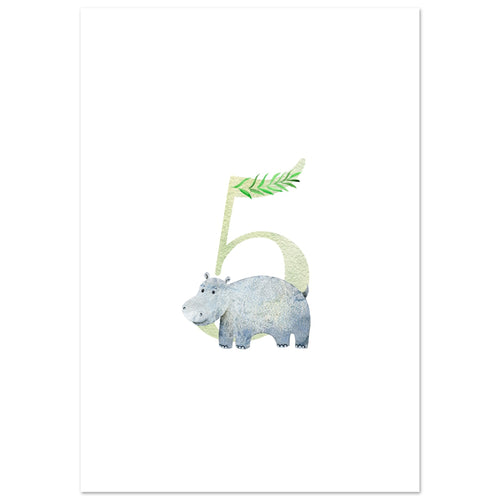 Artfulprints Poster Cijfer 5 kinderkamer   - 30x40 cm - Meerkleurig