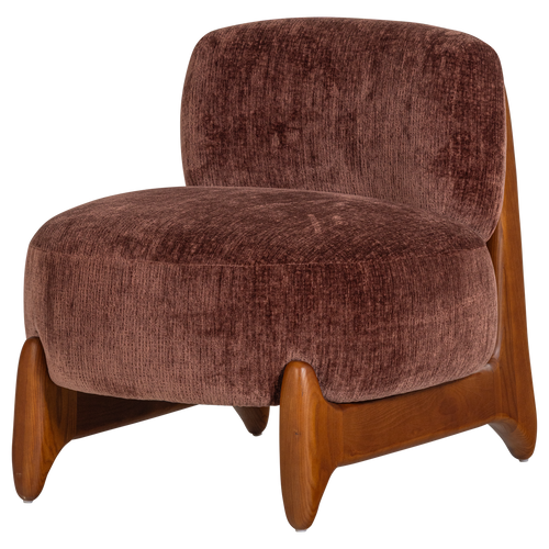 WOOOD fauteuil Runi - Hout/Velvet - Paars/Bruin - 69x64x72