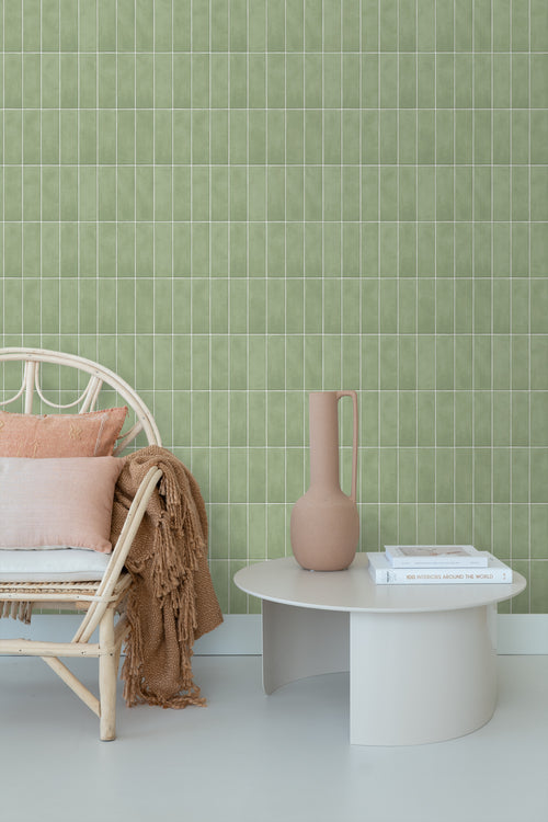 ESTAhome behang tegelmotief groen - 50 x 900 cm - 131540 - vtwonen shop