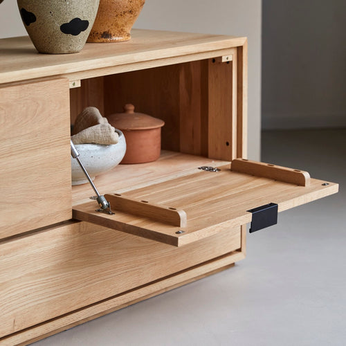 Tikamoon Massief eikenhouten tv-meubel 120 cm - Naturel - vtwonen shop