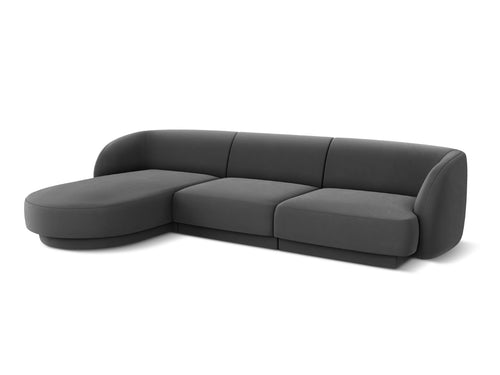 Micadoni linker hoekbank Miley 4-zits, flueel, grijs - 156x255x70cm