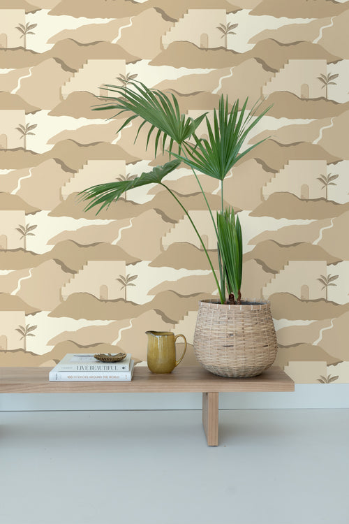 ESTAhome behang mediterrane huisjes beige - 50 x 900 cm - 139624 - vtwonen shop