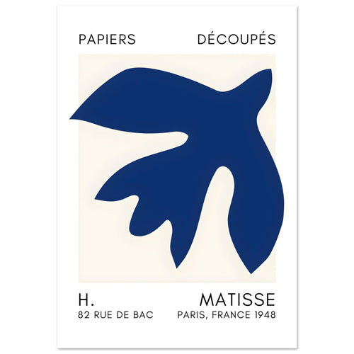 Artfulprints Poster met Lijst Matisse – Floating forms navy blue II   - 70x100 cm - Blauw