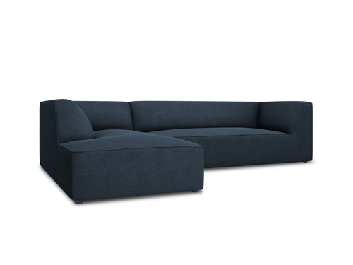 Micadoni linker hoekbank Ruby 4-zits, structurele stof, marineblauw - 180x273x69cm