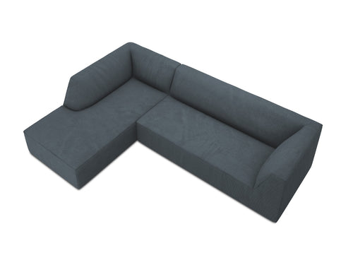 Micadoni linker hoekbank Ruby 4-zits, ribfluwelen, blauw - 180x273x69cm