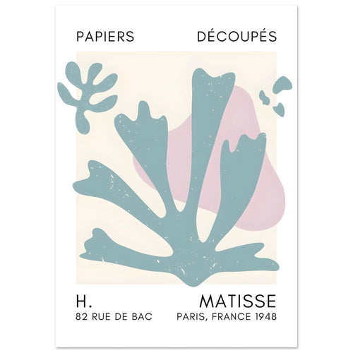 Artfulprints  Matisse – Abstract bloom turquoise   poster A4 21x29.7 cm - vtwonen shop