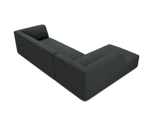 Micadoni linker hoekbank Ruby 4-zits, ribfluwelen, zwart - 180x273x69cm
