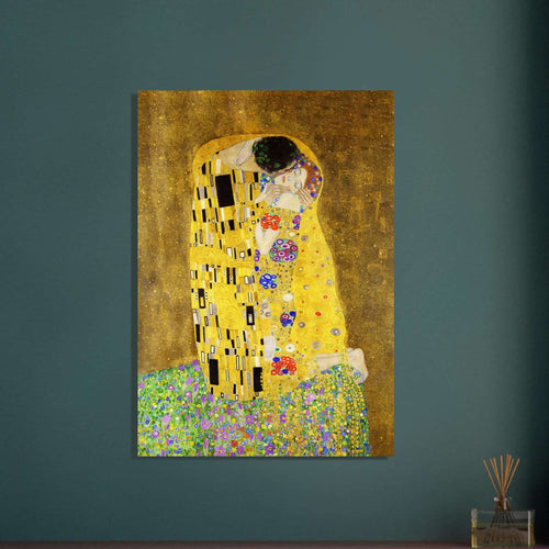 Artfulprints Poster met Lijst Gustav Klimt - The kiss   - 50x70 cm - Geel