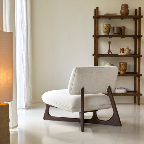 Tikamoon Lage fauteuil in massief mindihout en ecru stof - Beige - vtwonen shop