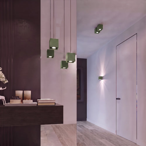 Sollux Lighting Wandlamp QUAD 1 olijfgroen - 10x12x10cm