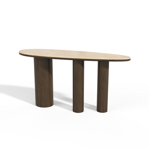 Premium Interiors - Console ARTE - multiplex en marmer donker walnoot en beige marmer 150cm