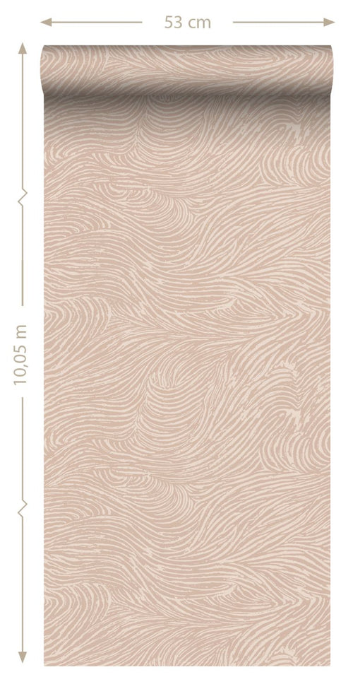 ESTAhome behang 3d golvende lijnen zacht roze - 53 cm x 10.05 m - 139662