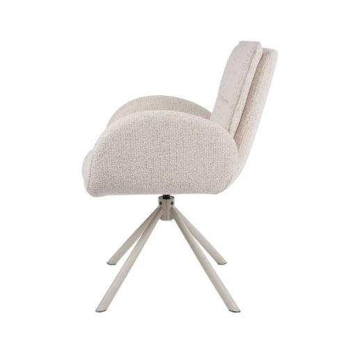 Giga Meubel Eetkamerstoel Tina Beige – Draaibaar – Met Armleuning – Stof en Metaal - Set van 2