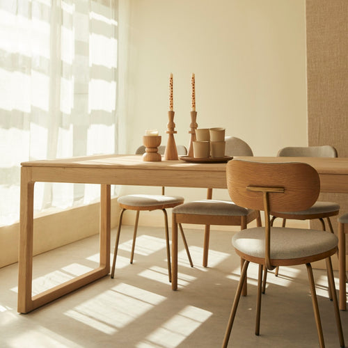 Tikamoon Uitschuifbare tafel van massief eikenhout 6-12 personen. - Naturel