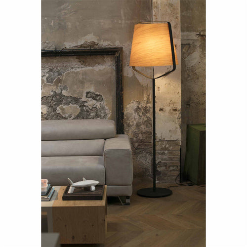 Faro Stood - 1 Light Vloerlamp Zwart, Hout, E27