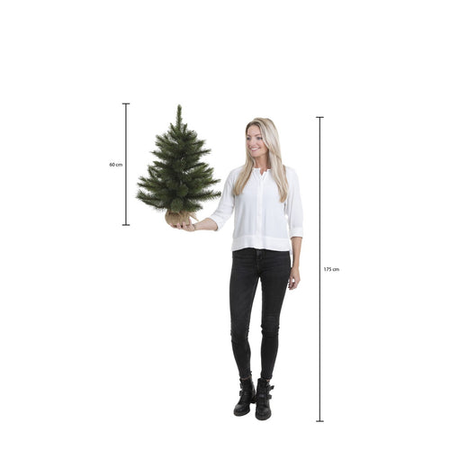 Triumph Tree Kunstkerstboom in Jute - Kunst Kerstboom H60 x Ø38 cm - Groen Frosted