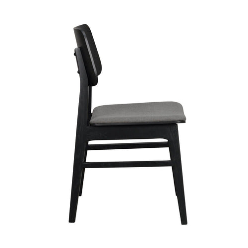 Rowico Home Nagano Eetkamerstoel Zwart - Grijs Kussen - Set Van 2 - vtwonen shop