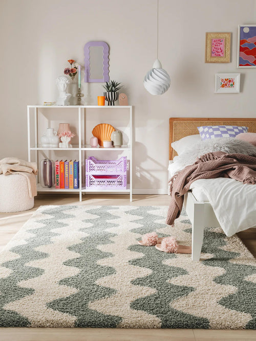 benuta shaggy vloerkleed Louise - groen - 200x290 cm