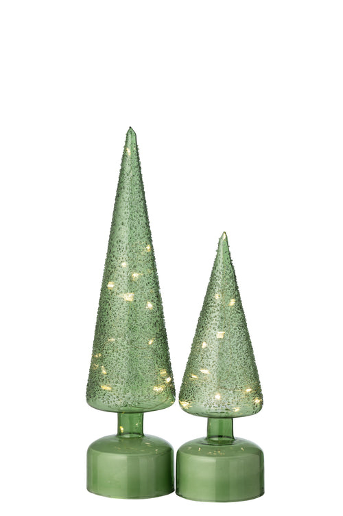 J-Line decoratie kerstboom Draaiend - glas - wit/transparant - large - LED lichtjes - vtwonen shop