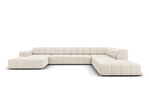 Cosmopolitan Design Panoramische hoekbank rechts Chicago 7-zits, flueel lichtbeige - 263x375x78cm
