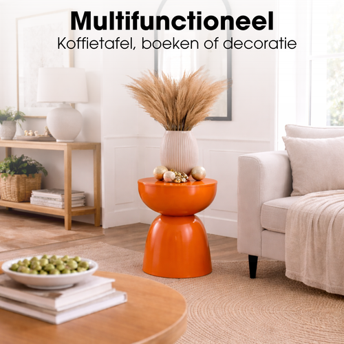 Mica Decorations Elliot Bijzettafel - Bijzettafel Rond H45 x Ø32 cm - Bijzettafeltje voor Woonkamer of Slaapkamer - Ideaal als Plantentafeltje - IJzer