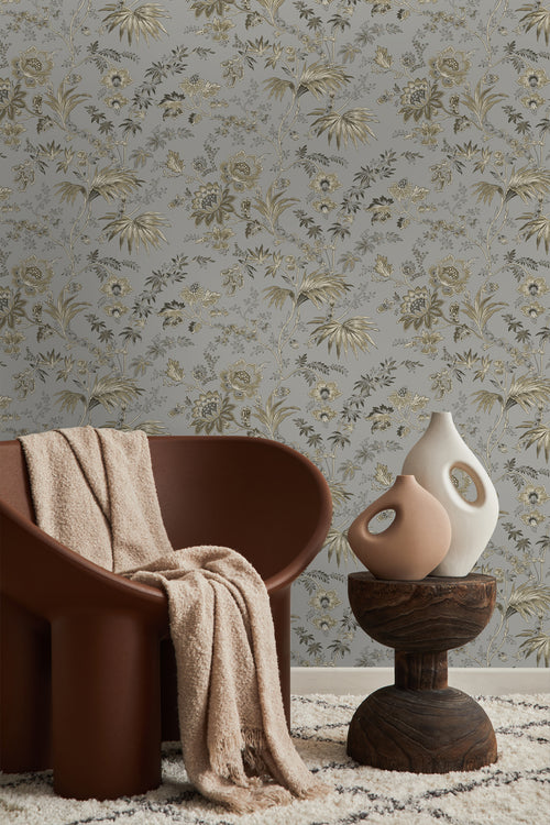 Origin Wallcoverings behang bloemen taupe grijs en bruin - 53 cm x 10,05 m - 326125 - vtwonen shop