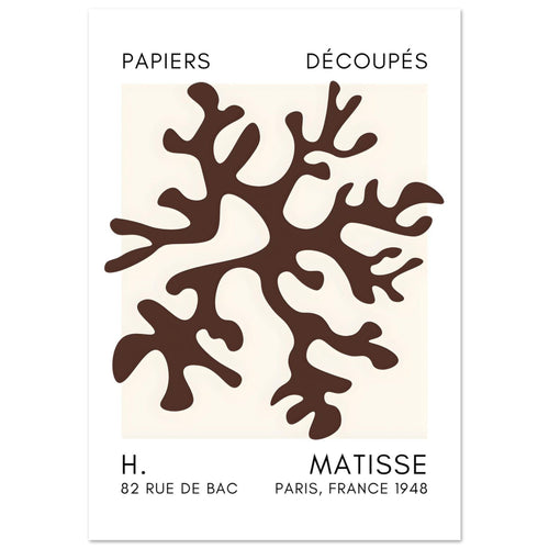 Artfulprints Poster met Lijst Matisse – Dreamy coral flower brown   - 50x70 cm - Bruin