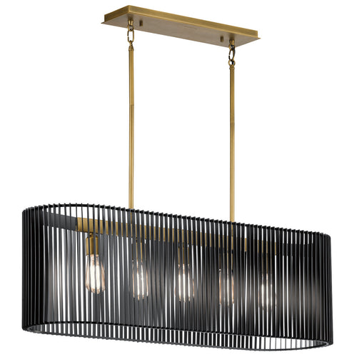 Elstead Kichler Linara Draadframe hanglamp zwart en natuurlijk messing
