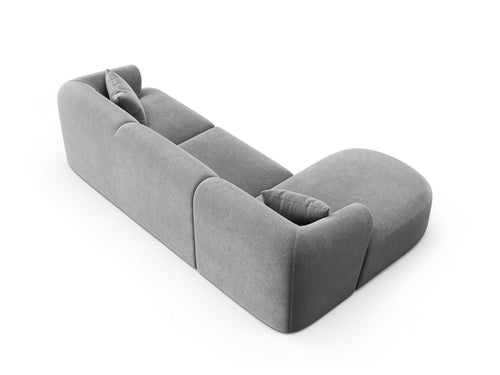 Cosmopolitan Design Modulaire hoekbank links Campi 4-zits, flueel grijs - 156x256x70cm