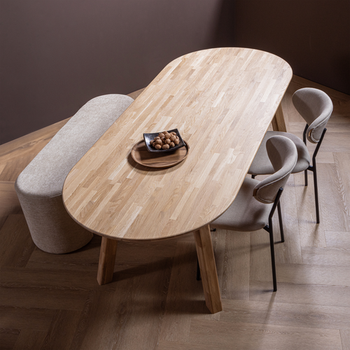 WOOOD eettafel ovaal vingerlas Tablo - Eiken - Transparant - 220x90