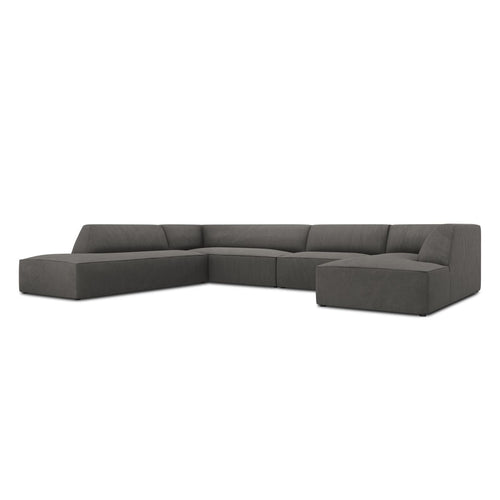 Cosmopolitan Design - Panoramische hoekbank links Siena 7-zits, ribfluwelen donkergrijs - 273x366x69cm