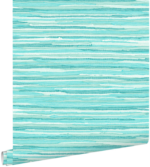 ESTAhome behang geweven motief turquoise - 53 cm x 10.05 m - 148621