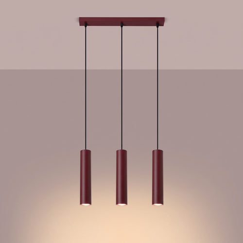 Sollux Lighting Hanglamp LAGOS 3L bordeaux - 45x6x90cm