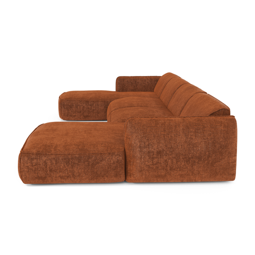 Sia Home - Panoramische banken LIVIA - Fluweel weefsel - Terracotta - 346cm - vtwonen shop