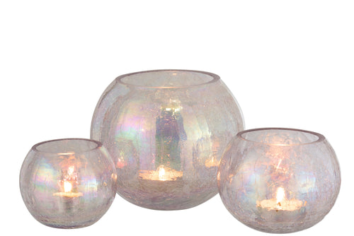 J-Line windlicht Bol Parel Effect - glas - paars - large - vtwonen shop