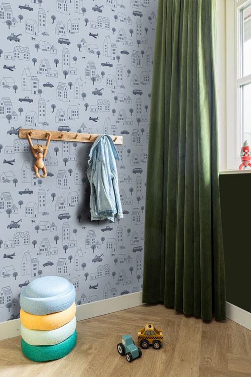 ESTAhome behang voertuigen blauw - 50 x 900 cm - 131823