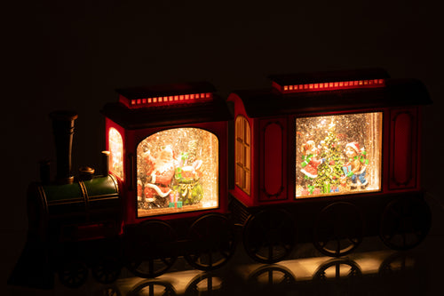 J-Line decoratie Trein + Muziek Kerstman - kunststof - mix - LED